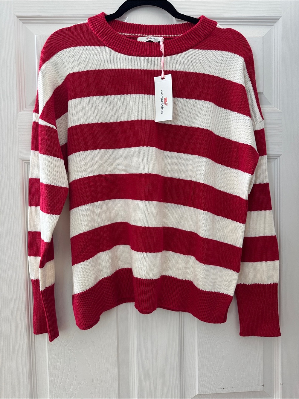 Vineyard Vines Red & White Striped Crewneck Sweater